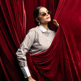 Silhouette Brown Stripes Cotton Women Shirt - John Ellies