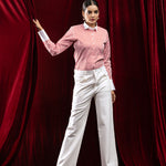 Silhouette Orange Stripes Cotton Women Shirt - John Ellies