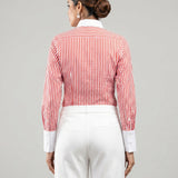 Silhouette Orange Stripes Cotton Women Shirt