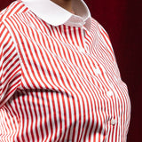 Silhouette Orange Stripes Cotton Women Shirt - John Ellies