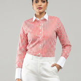 Silhouette Orange Stripes Cotton Women Shirt