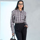 Elan Purple Check Linen Women Shirt - John Ellies