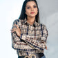 Elan Navy Blue Check Cotton Women Shirt - John Ellies