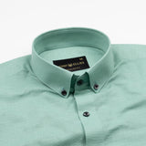 Lynthor Sea Green Plain Linen Button Down Shirt