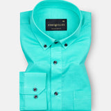 Lynthor Spring Green Plain Linen Button Down Shirt