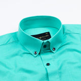 Lynthor Spring Green Plain Linen Button Down Shirt