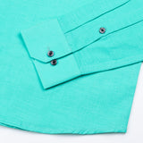 Lynthor Spring Green Plain Linen Button Down Shirt