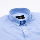 Lynthor Steel Blue Plain Linen Button Down Shirt