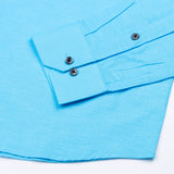 Lynthor Cyan Plain Linen Button Down Shirt