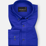 Lynthor Royal Blue Plain Linen Button Down Shirt