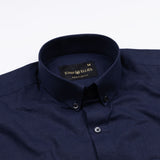 Lynthor Dark Navy Plain Linen Button Down Shirt