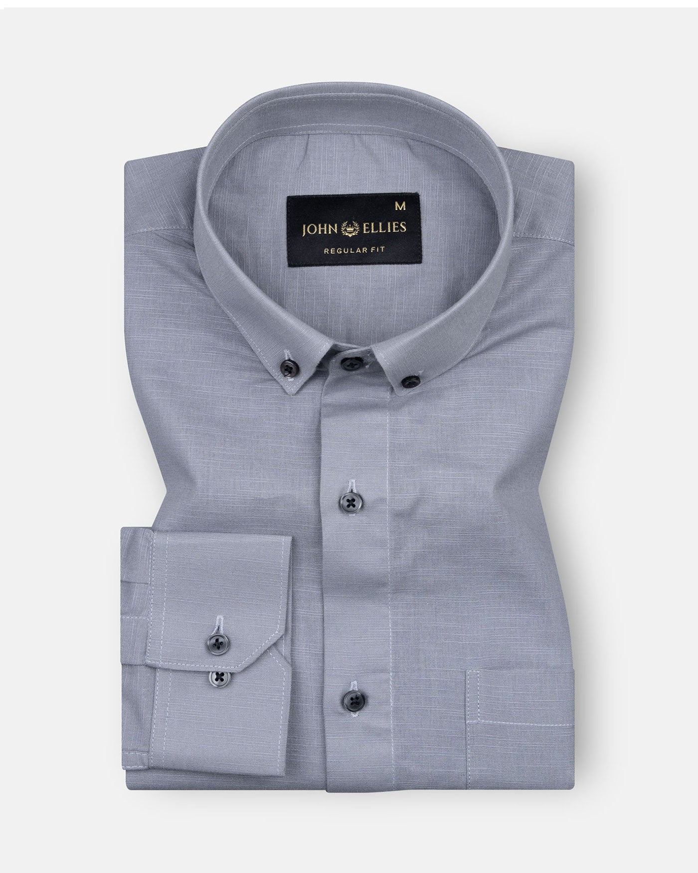 Lynthor Silver Plain Linen Button Down Shirt - John Ellies