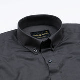 Lynthor Charcoal Grey Plain Linen Button Down Shirt