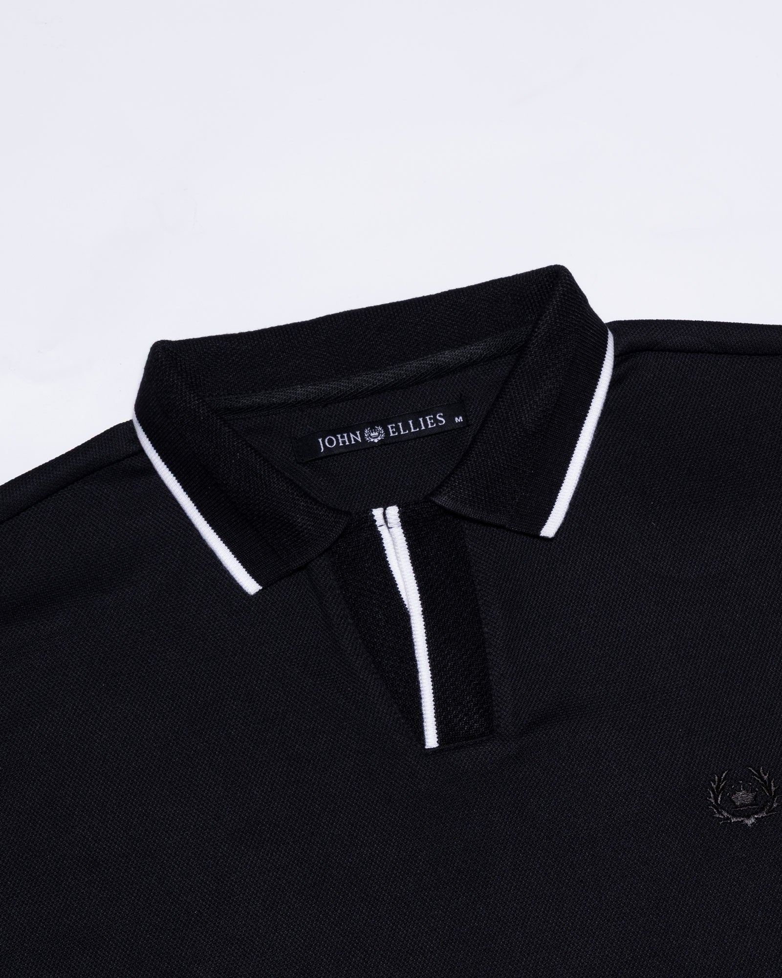 Tensy Black Cotton Polo T-Shirt - John Ellies