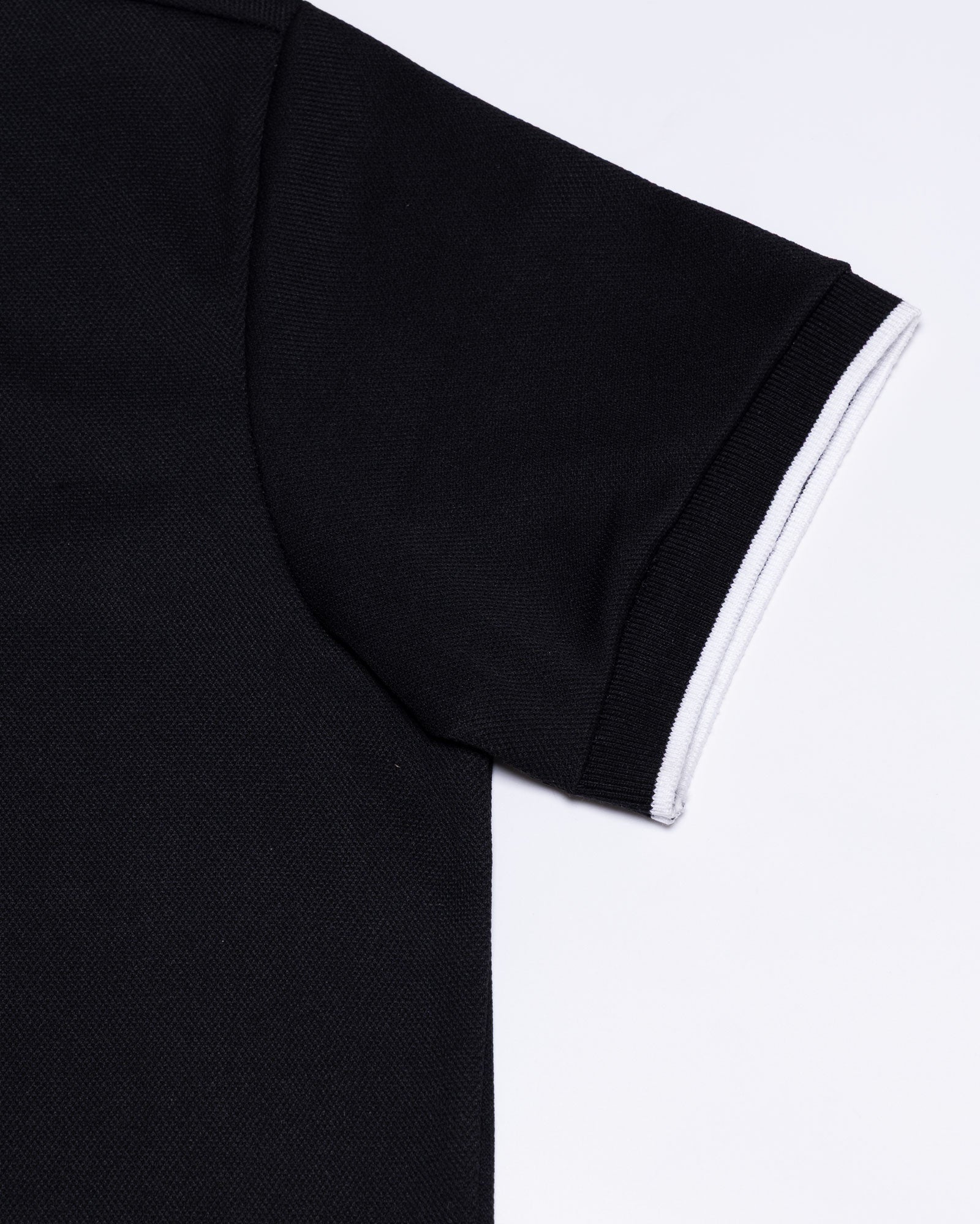 Tensy Black Cotton Polo T-Shirt - John Ellies