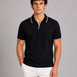 Tensy Black Cotton Polo T-Shirt