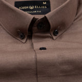 Lynthor Brown Plain Linen Button Down Shirt