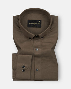 Lynthor Brown Plain Linen Button Down Shirt