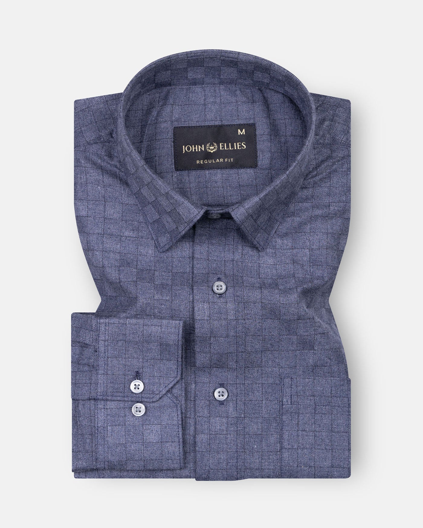 Gridon Navy Checked Premium Cotton Shirt - John Ellies