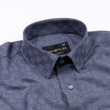 Gridon Navy Checked Premium Cotton Shirt - John Ellies