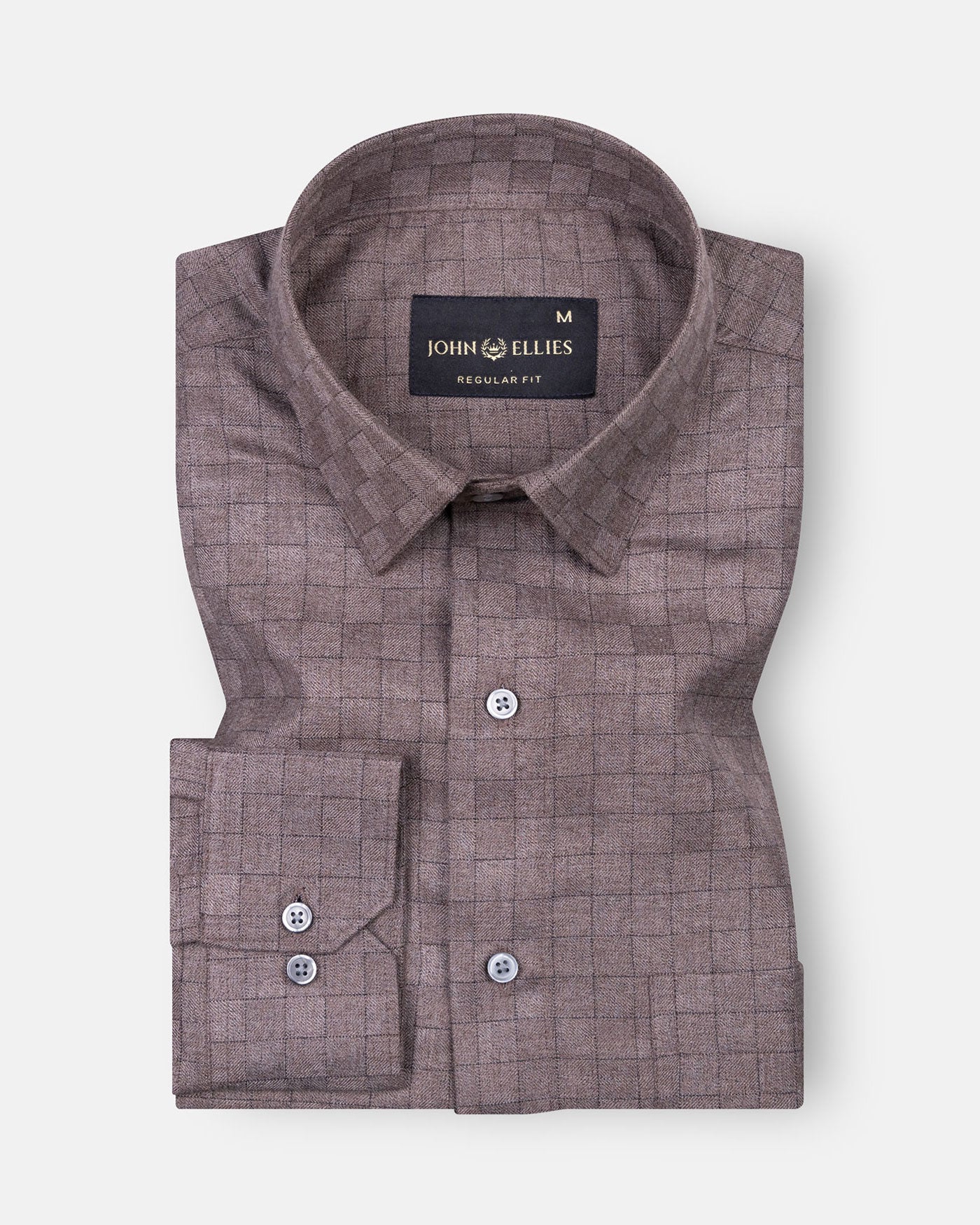 Gridon Brown Checked Premium Cotton Shirt - John Ellies