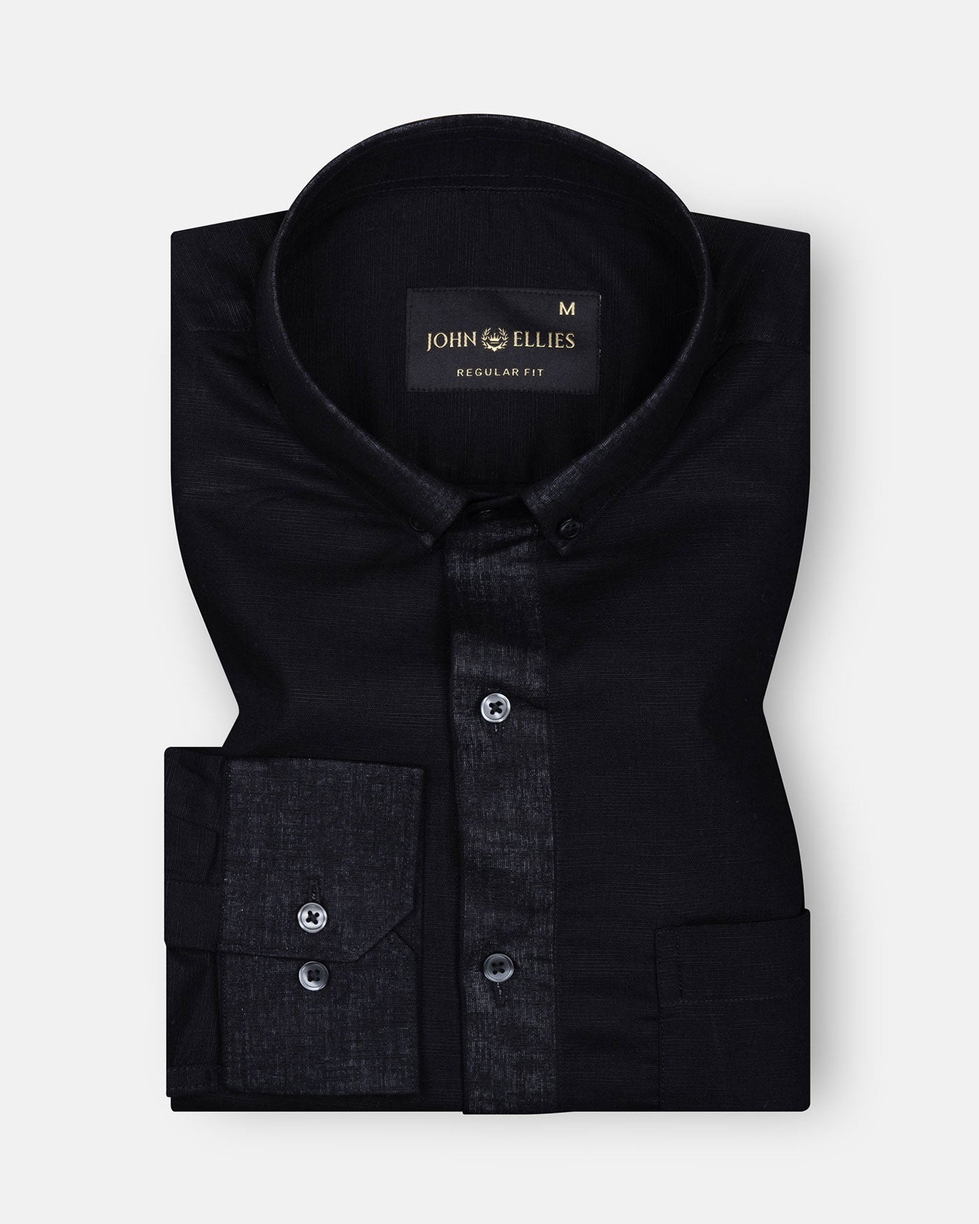 Lynthor Black Plain Linen Button Down Shirt - John Ellies