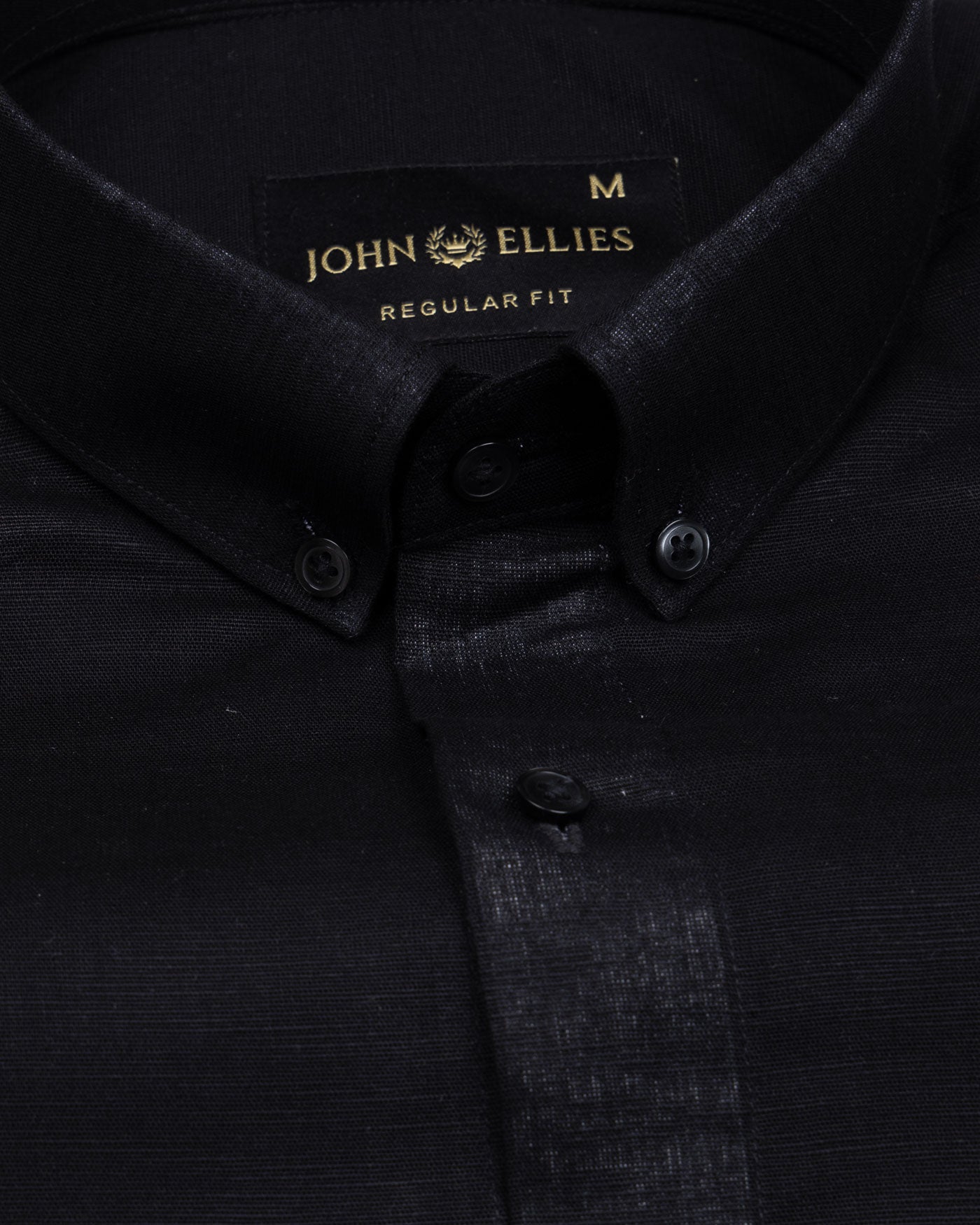 Lynthor Black Plain Linen Button Down Shirt - John Ellies