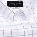 Claryon White With Orange Checked Oxford Cotton Shirt - John Ellies