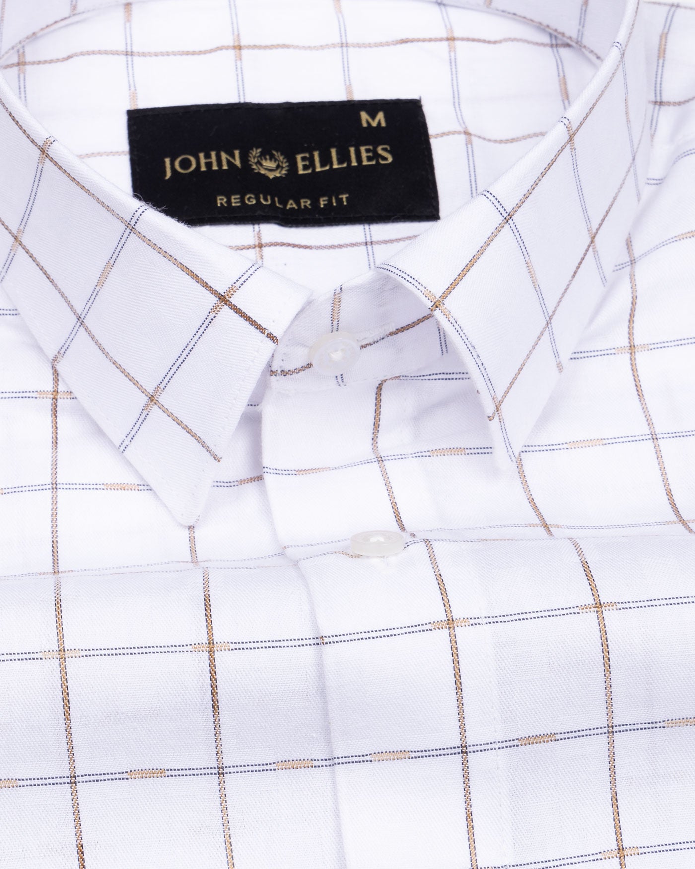 Claryon White With Orange Checked Oxford Cotton Shirt - John Ellies