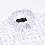 Claryon White With Orange Checked Oxford Cotton Shirt - John Ellies