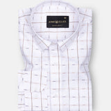 Claryon White Double Line Checked Oxford Cotton Shirt - John Ellies