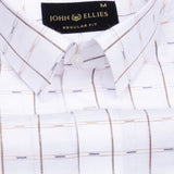 Claryon White Double Line Checked Oxford Cotton Shirt - John Ellies