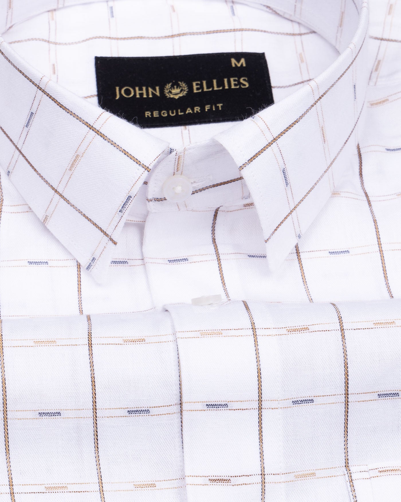 Claryon White Double Line Checked Oxford Cotton Shirt - John Ellies