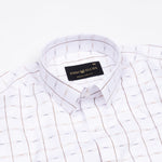 Claryon White Double Line Checked Oxford Cotton Shirt - John Ellies