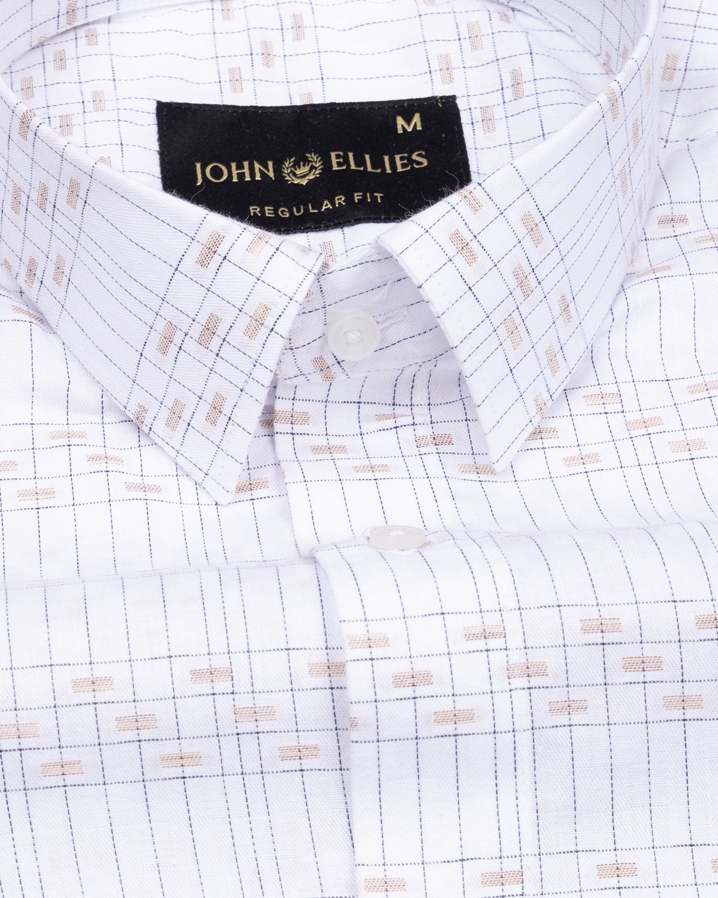 Claryon White Graph Checked Oxford Cotton Shirt - John Ellies