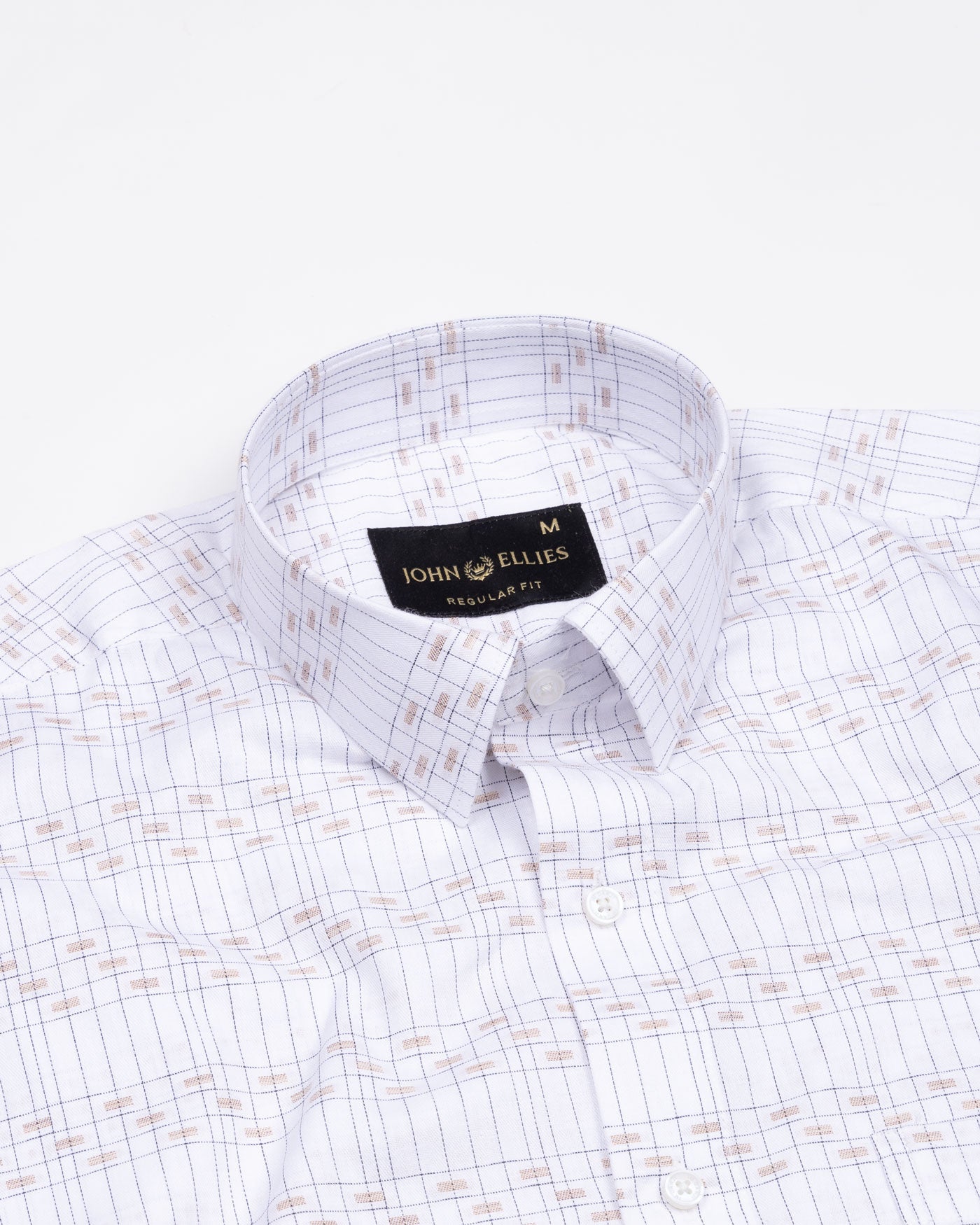 Claryon White Graph Checked Oxford Cotton Shirt - John Ellies