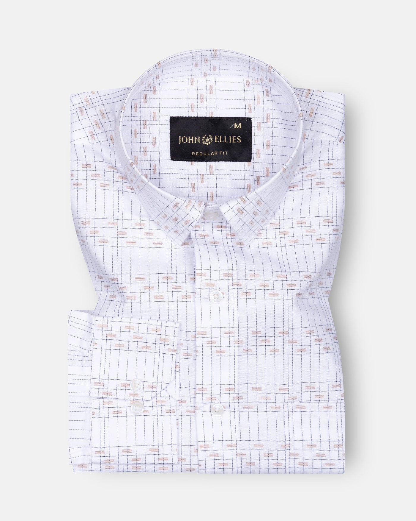 Claryon White Graph Checked Oxford Cotton Shirt - John Ellies