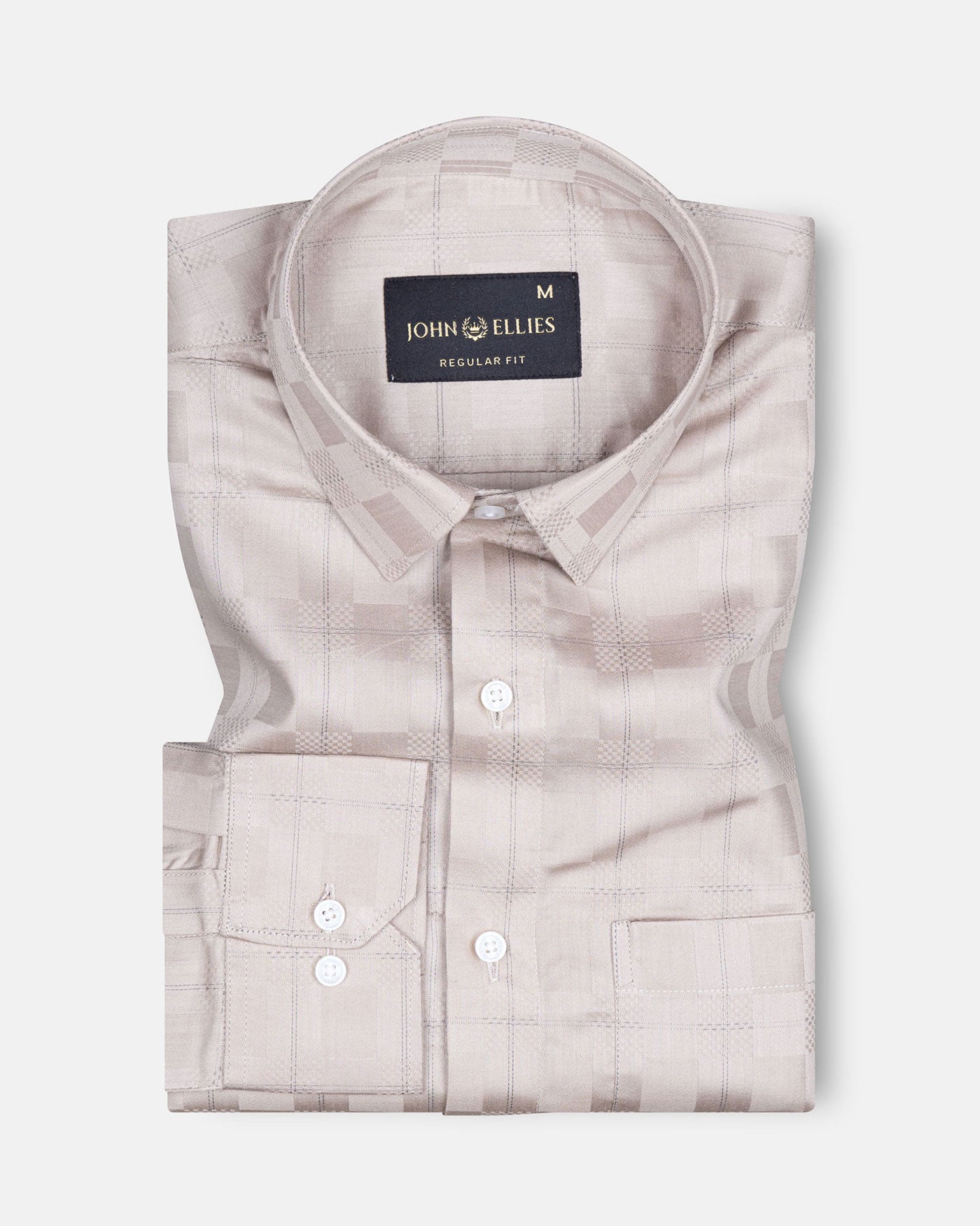 Zenvia Brown Checked Dobby Cotton Shirt - John Ellies