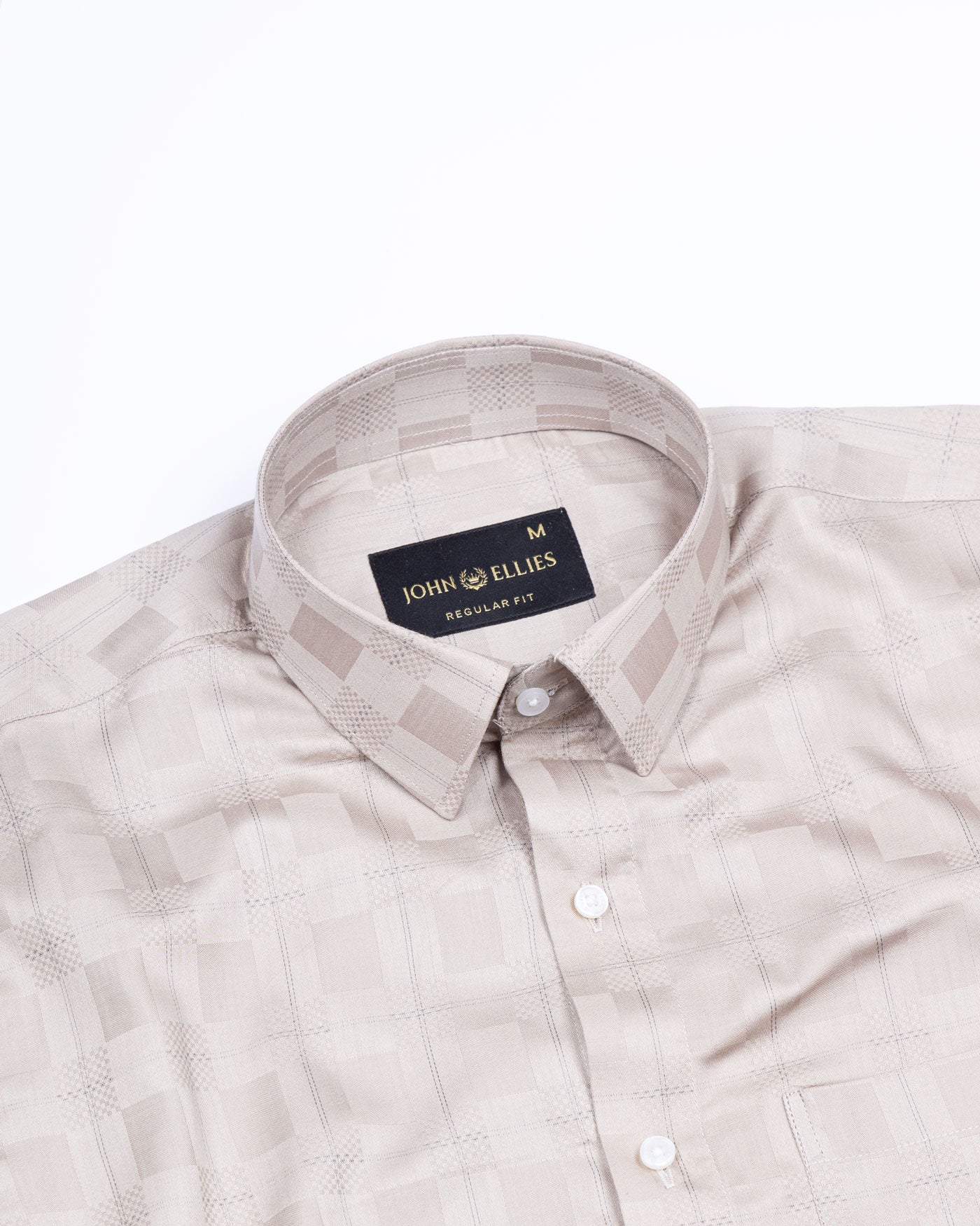 Zenvia Brown Checked Dobby Cotton Shirt - John Ellies