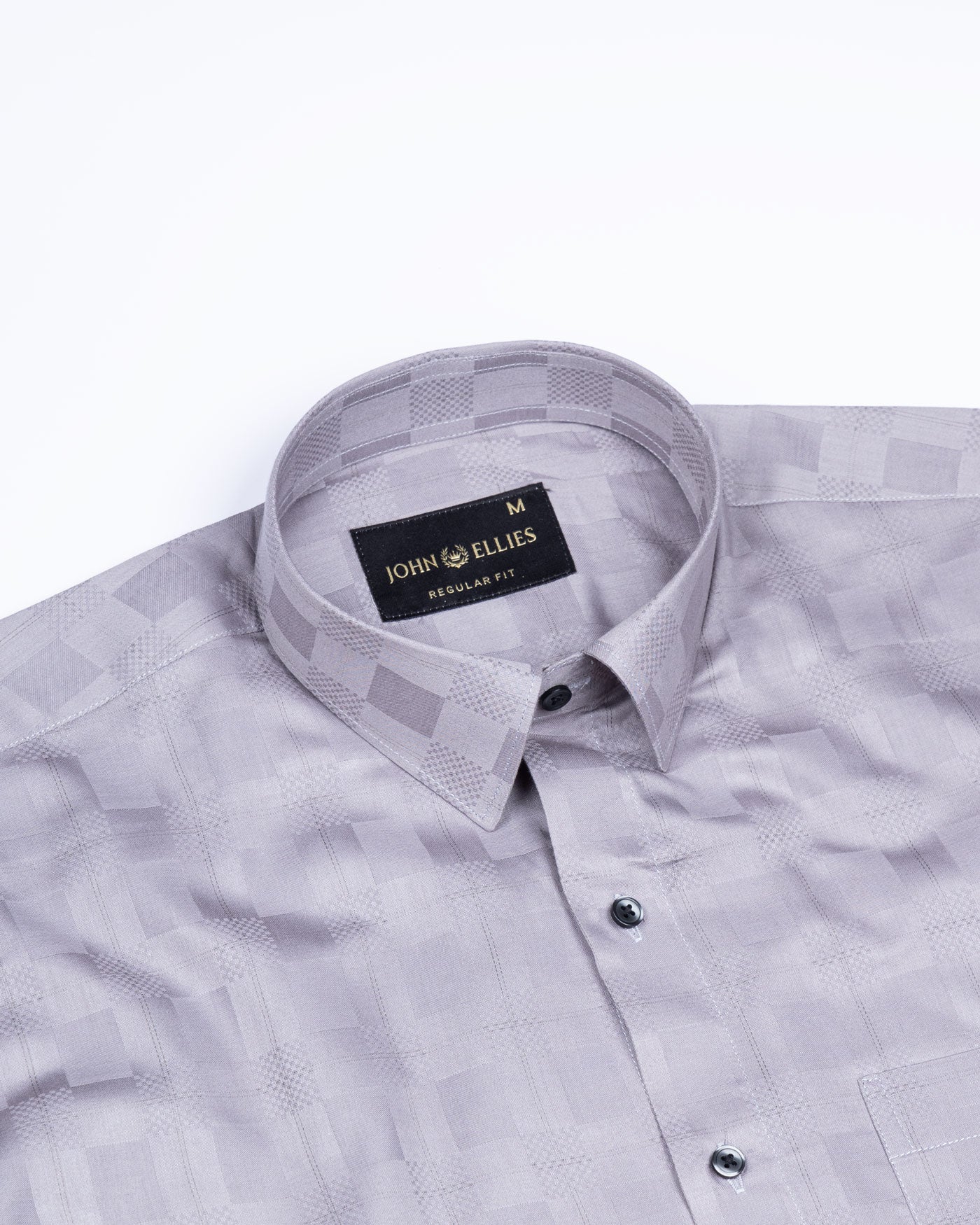 Zenvia Silver Checked Dobby Cotton Shirt - John Ellies