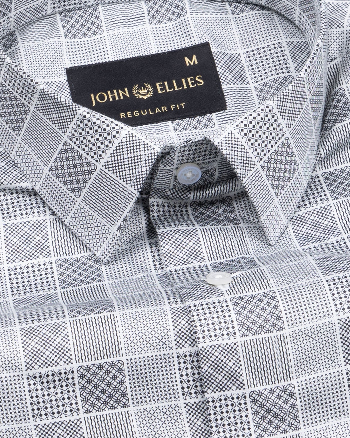 Veznor White Giza Cotton Printed Shirt - John Ellies