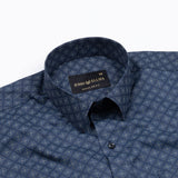 Veznor Navy Blue Giza Cotton Printed Shirt