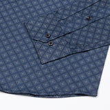 Veznor Navy Blue Giza Cotton Printed Shirt