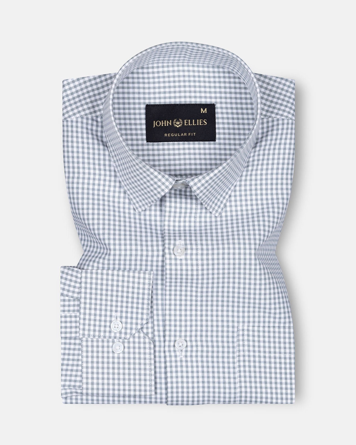 Primus Grey Gingham Oxford Cotton Shirt - John Ellies