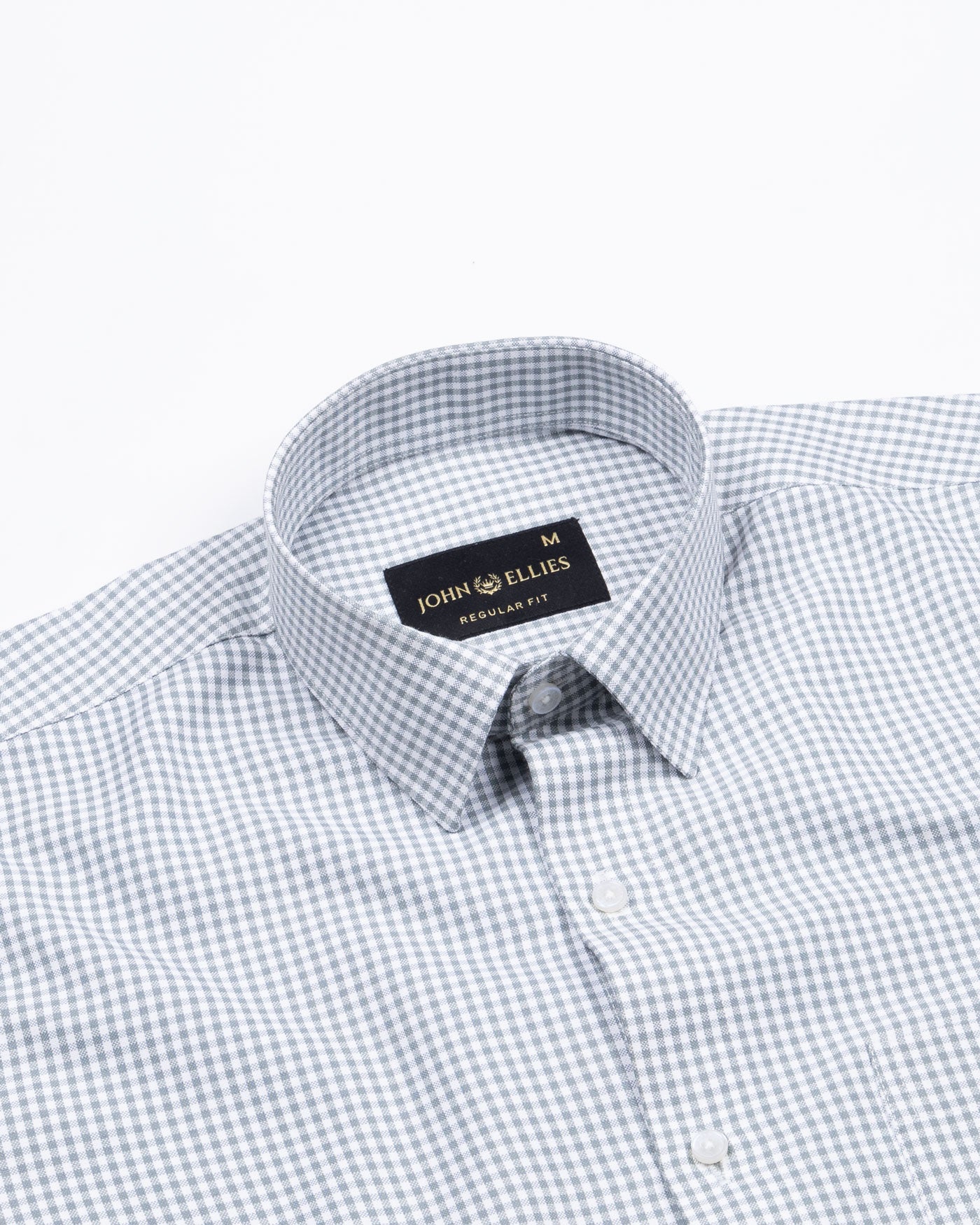 Primus Grey Gingham Oxford Cotton Shirt - John Ellies