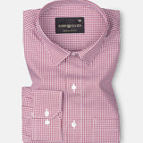 Auberon Red Checked Twill Cotton Shirt - John Ellies