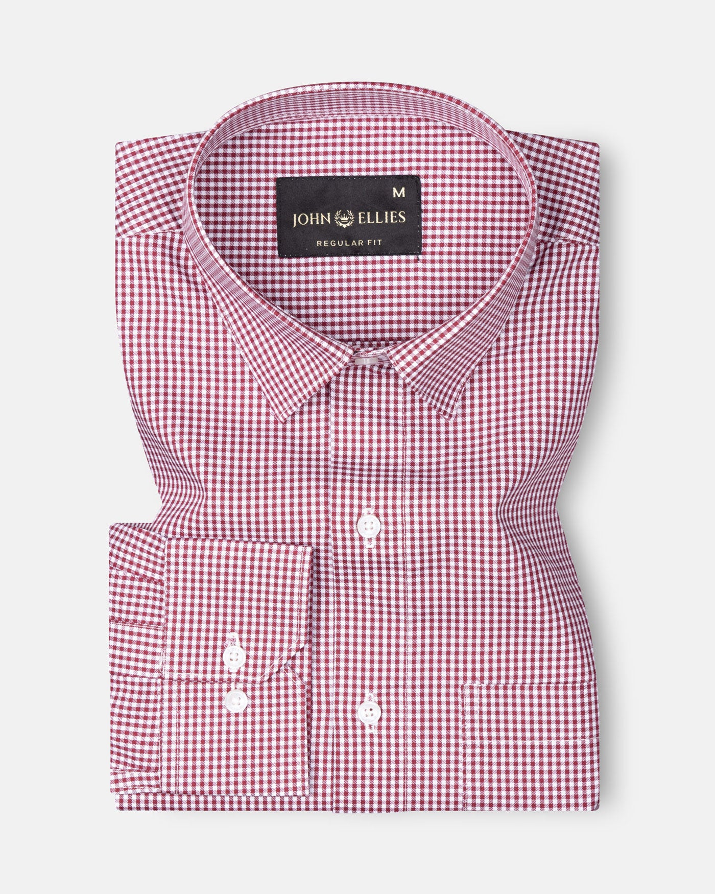 Auberon Red Checked Twill Cotton Shirt - John Ellies