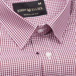 Auberon Red Checked Twill Cotton Shirt - John Ellies