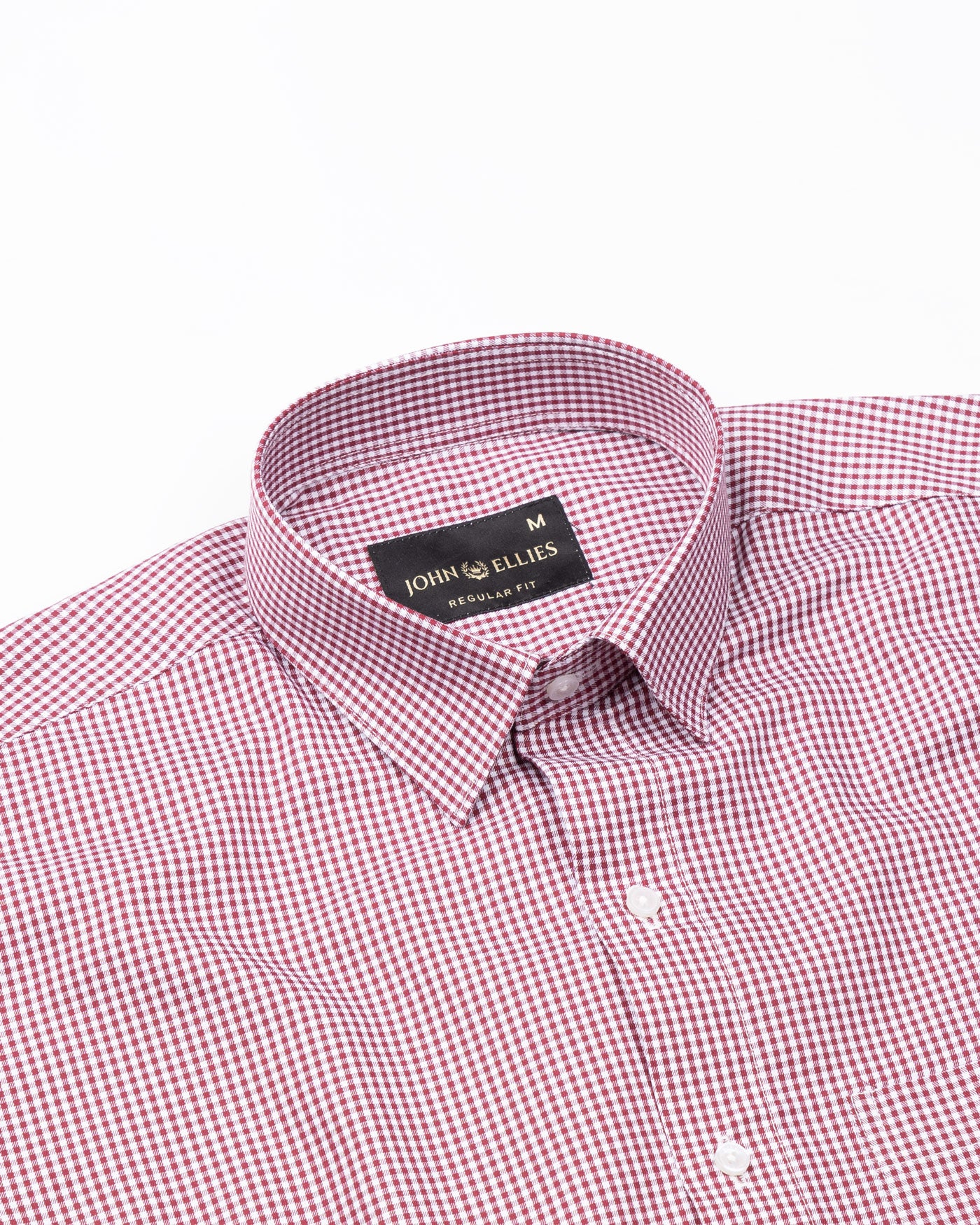 Auberon Red Checked Twill Cotton Shirt - John Ellies