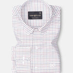 Auberon White Checked Twill Cotton Shirt - John Ellies